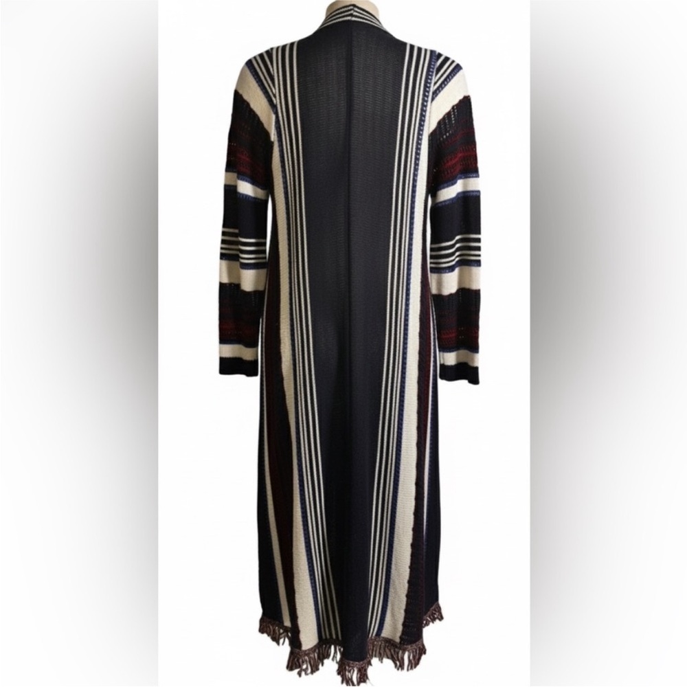 Say What? Black, Cream, and Red Striped light Cardigan size Medium